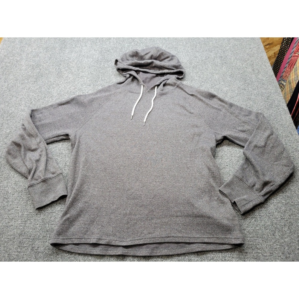 Grayers Clothiers‎ Mens Large Gray Waffle Knit Pullover Hoodie Raglan Sleeve